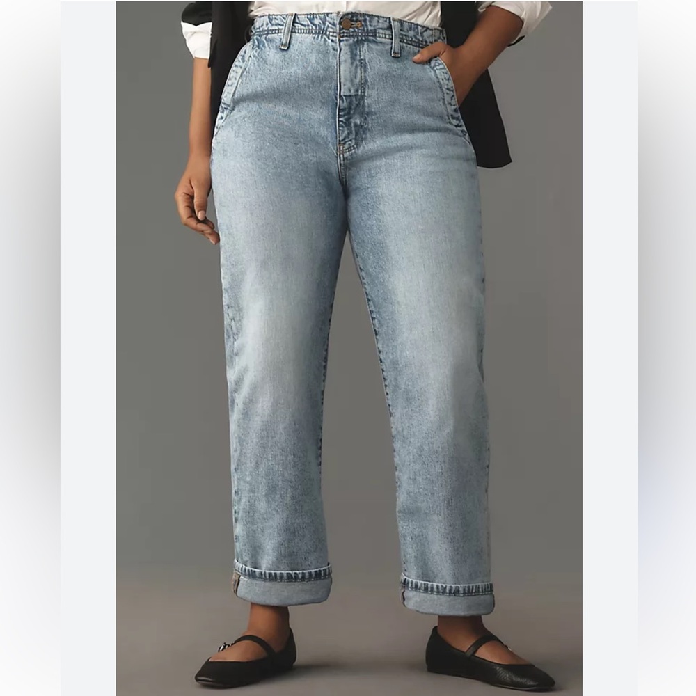 Anthropologie The Lonnie Cuffed High-Rise Crop Jeans By Pilcro